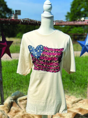 Leopard Heart Flag T-shirt