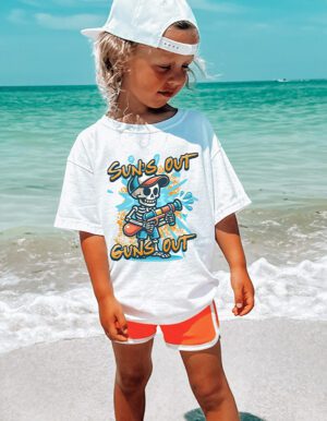 Suns Out Guns Out Kids T-shirt by Rere